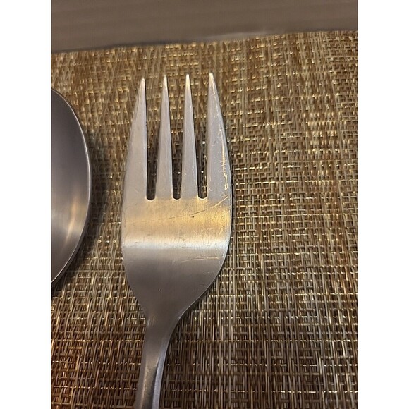 Hampton Silversmiths Messina Stainless Steel #235 Serving Spoon And Fork - Picture 3 of 8